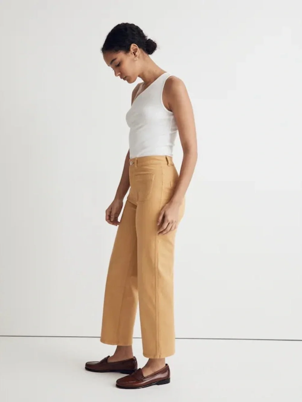 Madewell Emmett Wide-Leg Crop Pants in Mustard Yellow - Size 28 - Picture 2 of 9